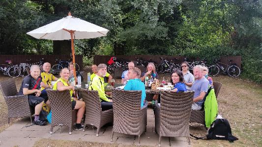 In the pub garden