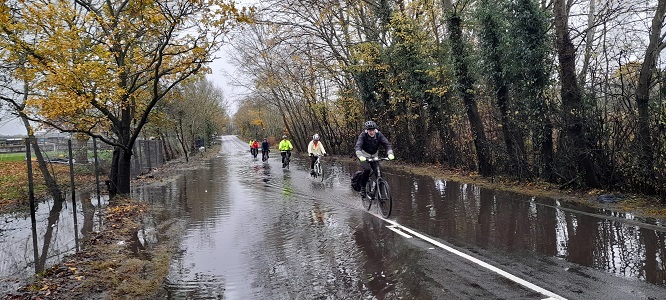 Riding through the flood